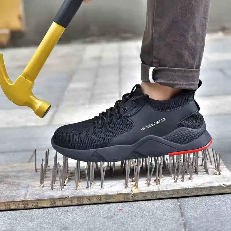 Chaussures de sécurité respirantes unisexes, légères et confortables pour longues journées sur chantier et industrie.