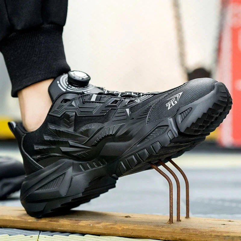 Chaussures de sécurité légères pour hommes et femmes, couleur noire. Offrent une protection robuste et confort.