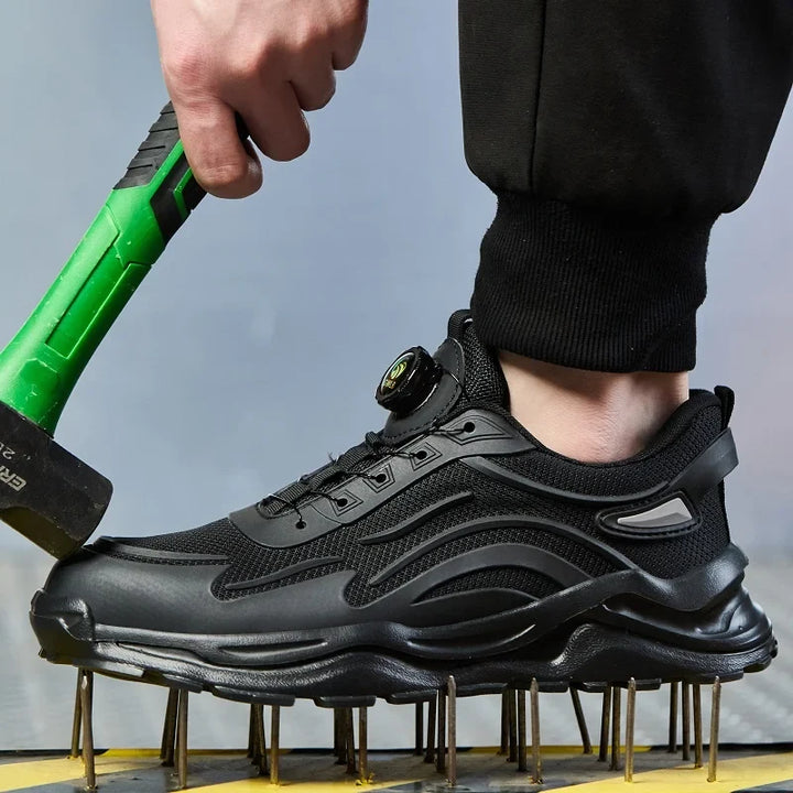 Chaussures de sécurité légères, respirantes et antidérapantes, unisexe, avec embout acier et système rotatif.