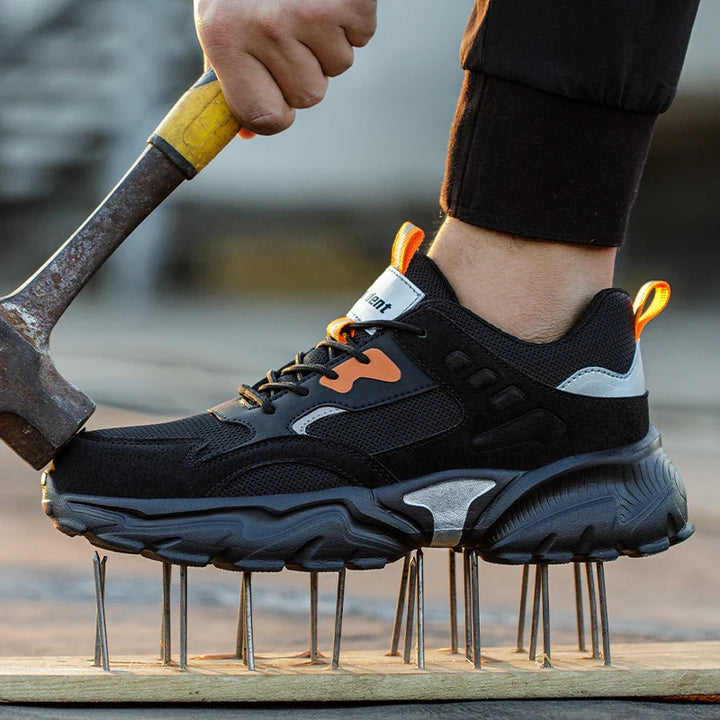 Chaussures de travail respirantes, légères et confortables, avec bout en acier. Parfaites pour longues journées.