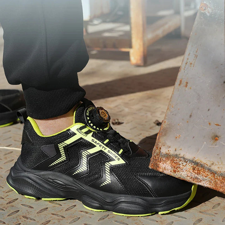 Chaussures de protection unisexe avec bout composite, idéales pour le travail, offrant sécurité et durabilité.