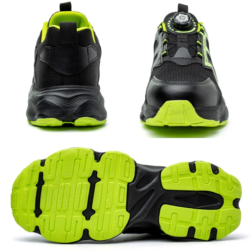 Chaussures de travail unisexe, légères et résistantes, avec lacet rotatif pour un confort et une sécurité accrue.