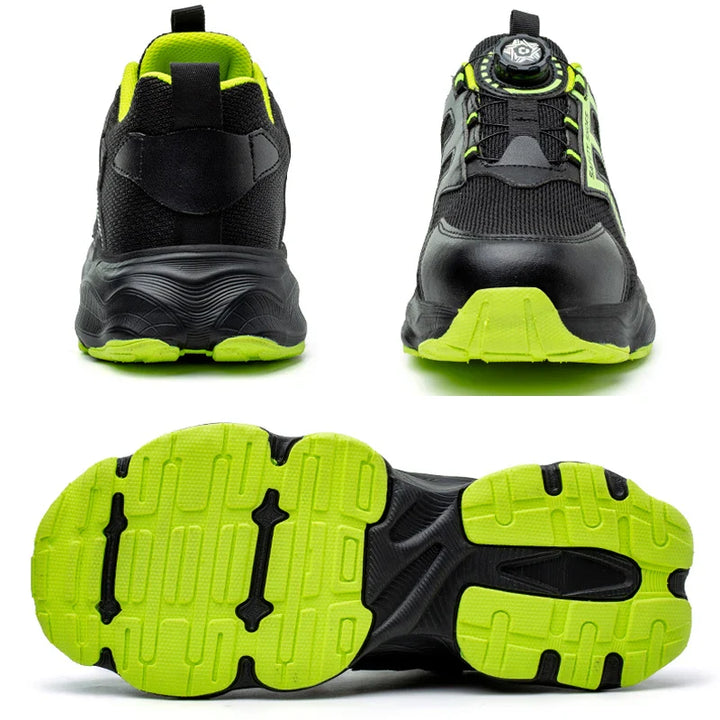 Chaussures de travail unisexe, légères et résistantes, avec lacet rotatif pour un confort et une sécurité accrue.