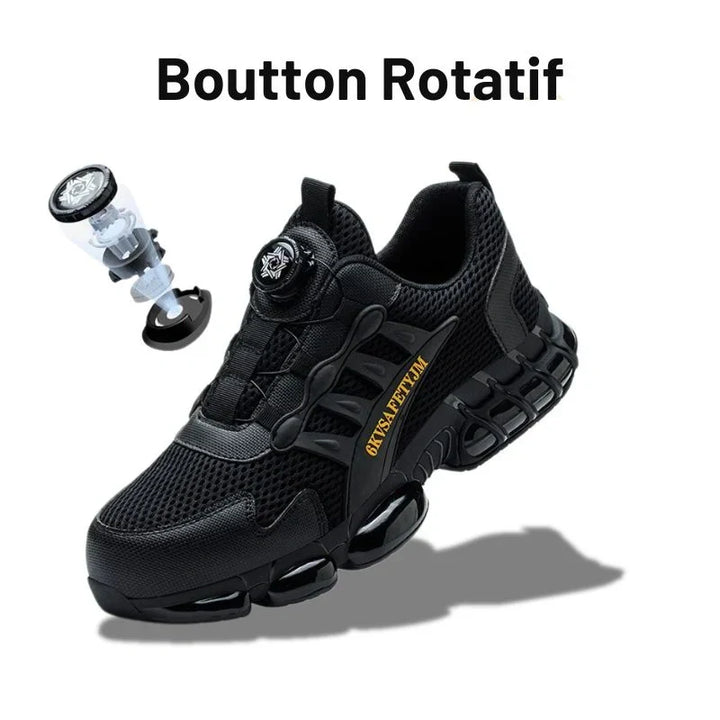 Baskets de travail robustes antidérapantes, avec embout acier et semelle anti-perforation pour une sécurité maximale.