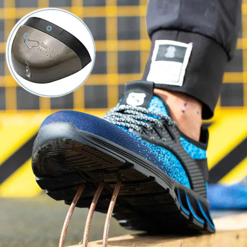 Baskets de sécurité respirantes et confortables pour homme et femme, robustes et légères.