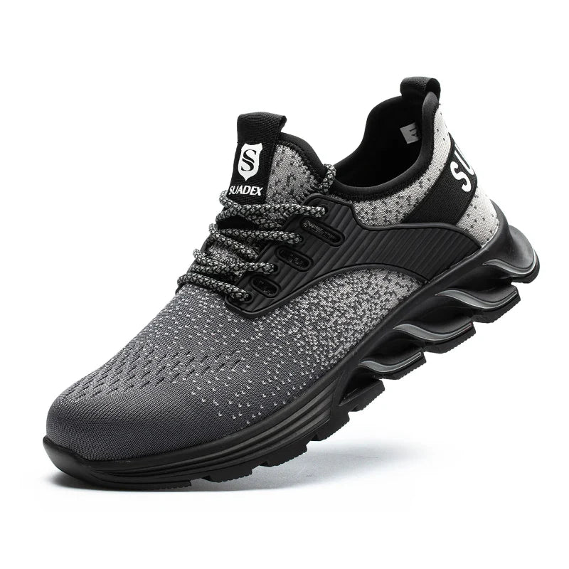 Paire de baskets de travail unisexes, EPI confortables avec embout acier et semelle anti-perforation.
