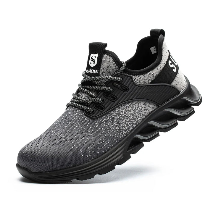 Paire de baskets de travail unisexes, EPI confortables avec embout acier et semelle anti-perforation.