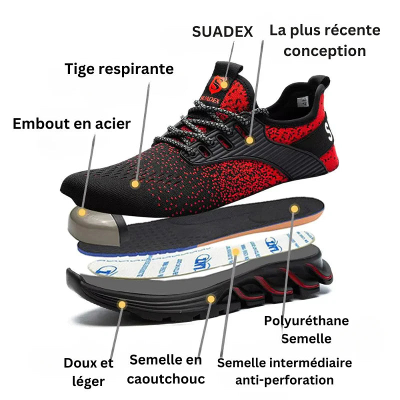 Baskets de sécurité robustes pour chantier, offrant protection ultime et légèreté pour homme et femme.