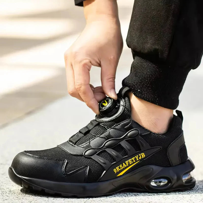 Chaussures de travail antidérapantes pour chantier/industrie, protection embout acier, confort respirant.