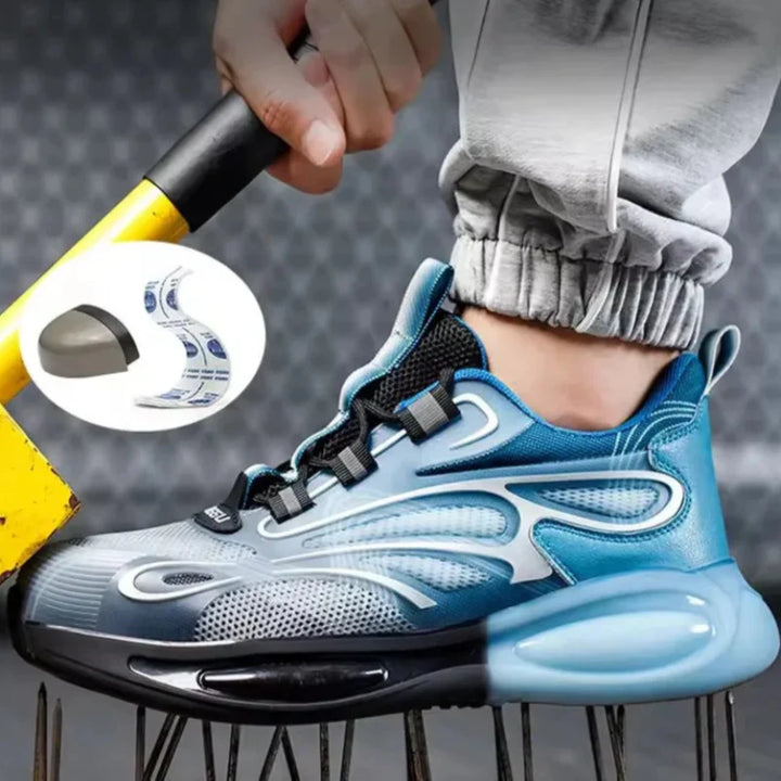 Chaussures de sécurité légères, amortissantes et respirantes. Protection antidérapante pour travail ou sport.