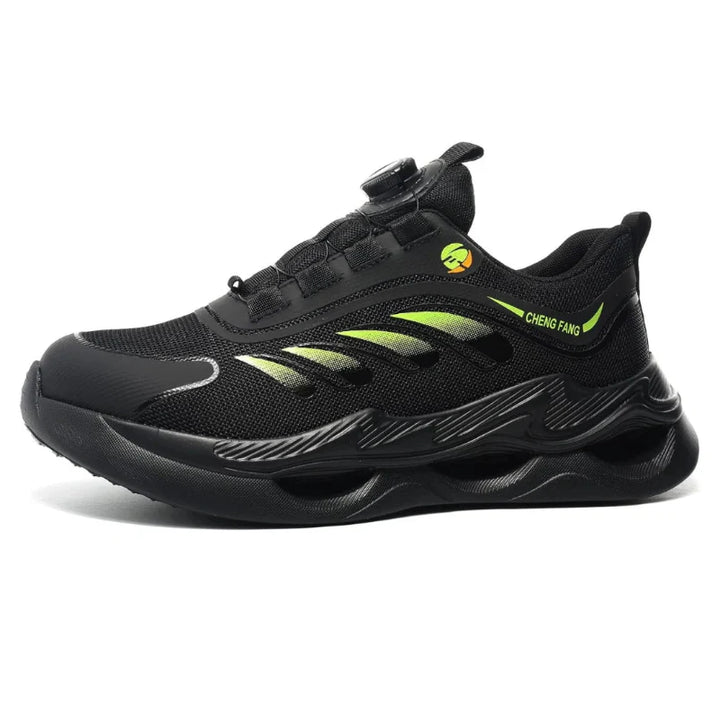 Chaussures de sécurité modernes unisexe. Respirantes, embout acier. Serrage à bouton rotatif pour protection et confort quotidien au travail.