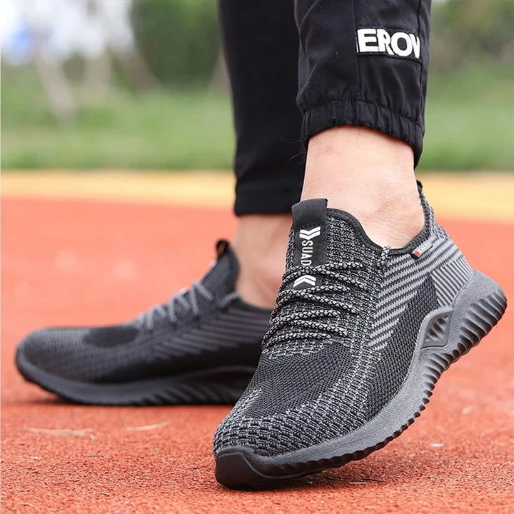 Chaussures de protection respirantes antidérapantes pour industrie, légères et confortables.