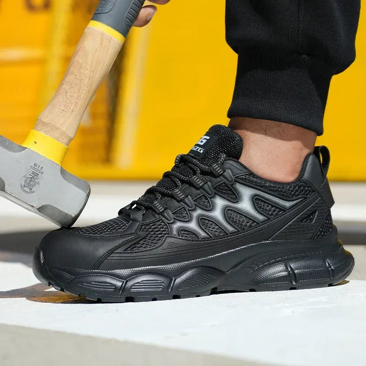 Chaussures de sécurité respirantes et amortissantes pour homme/femme, offrant confort et protection au travail.