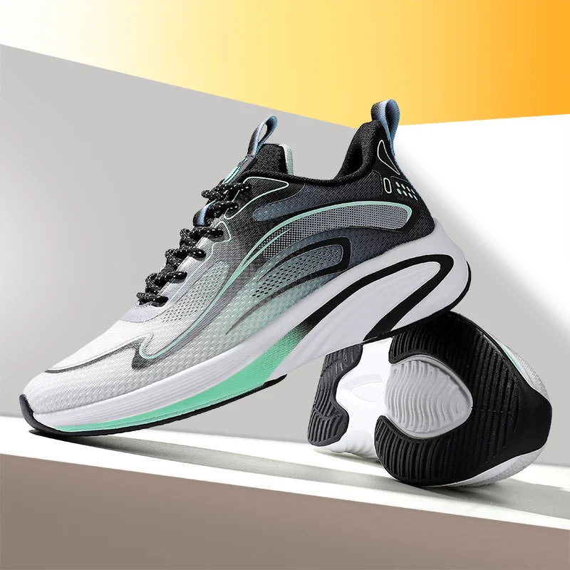 Paire de baskets de sport respirantes avec amorti avancé. Conception légère pour la course et l'exercice unisexe.