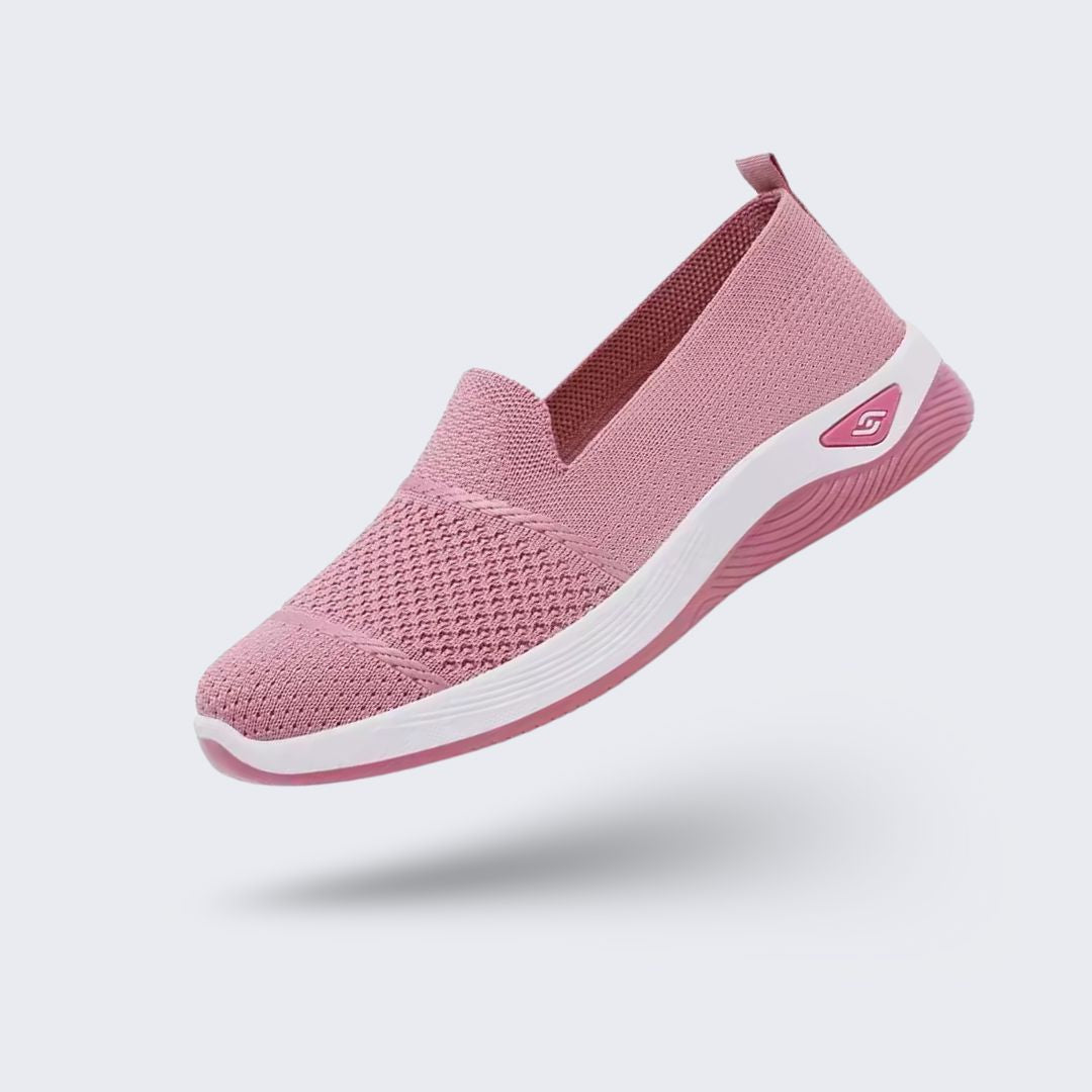 "Baskets femme confort orthopédique, design élégant, couleurs variées, pour marches prolongées."