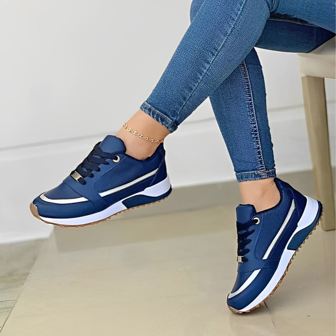 Baskets femme élégantes et confortables, design moderne, couleur beige, parfaites pour un style chic et décontracté.