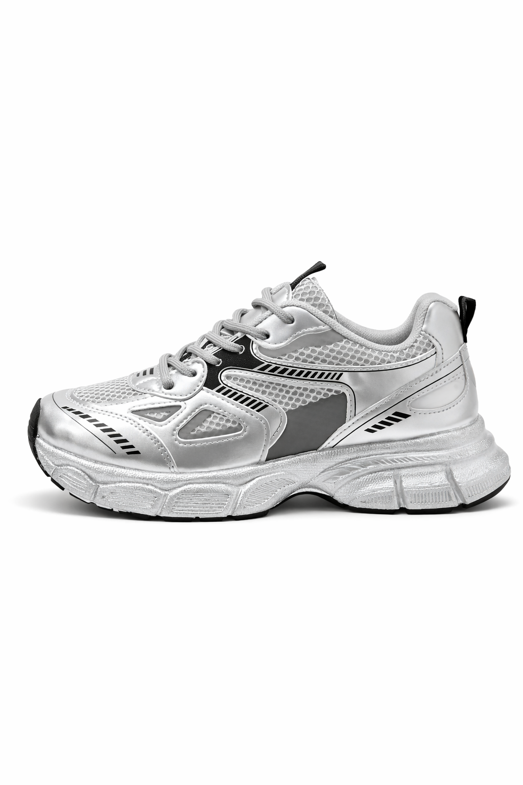 Baskets grises classiques pour femme, idéales pour le quotidien. Confort et amorti supérieurs pour un style urbain polyvalent.