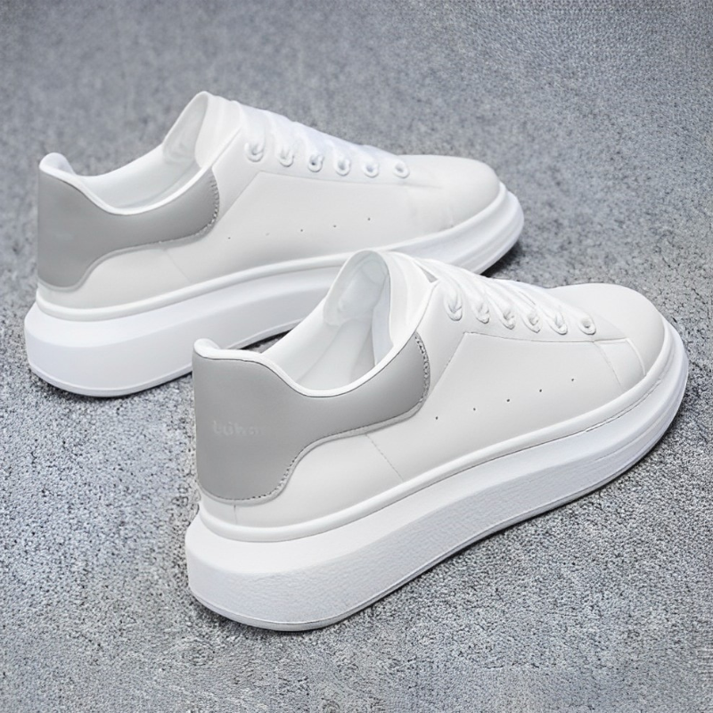 "Baskets homme modernes à semelle épaisse blanche, confort optimal et style audacieux pour allure urbaine."