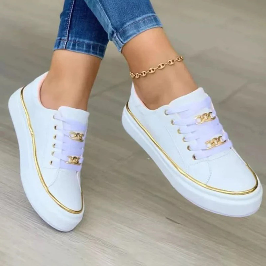 Baskets blanches Nina, chaussures sport féminines, style urbain, confort polyvalent.