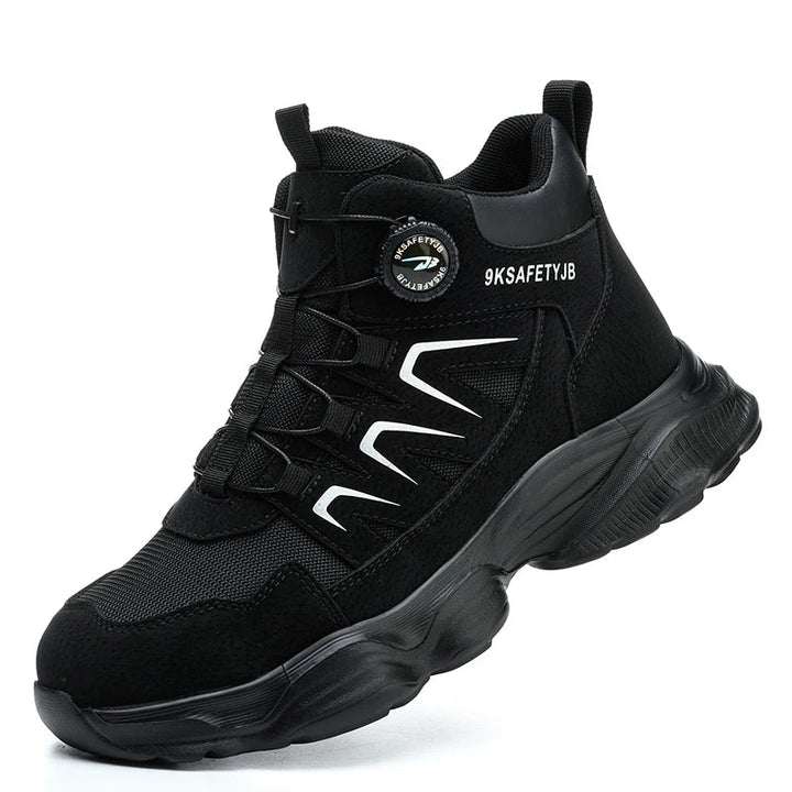 Chaussures de sécurité montantes robustes pour hommes. Protection chantier, embout acier, anti-perforation.