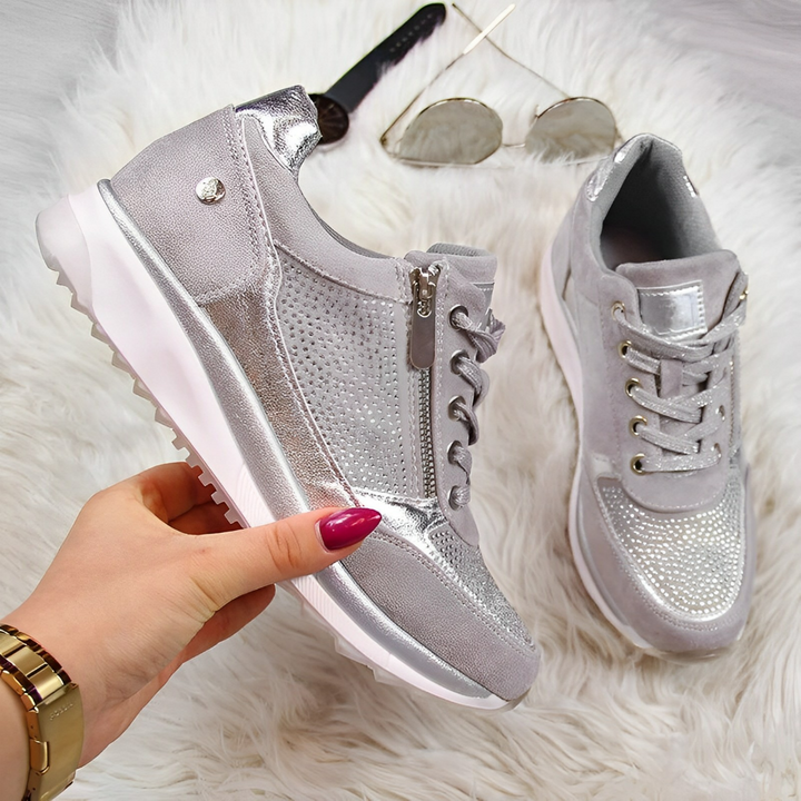 Chaussures décontractées femmes, zip latéral pratique, confort orthopédique supérieur pour la marche.