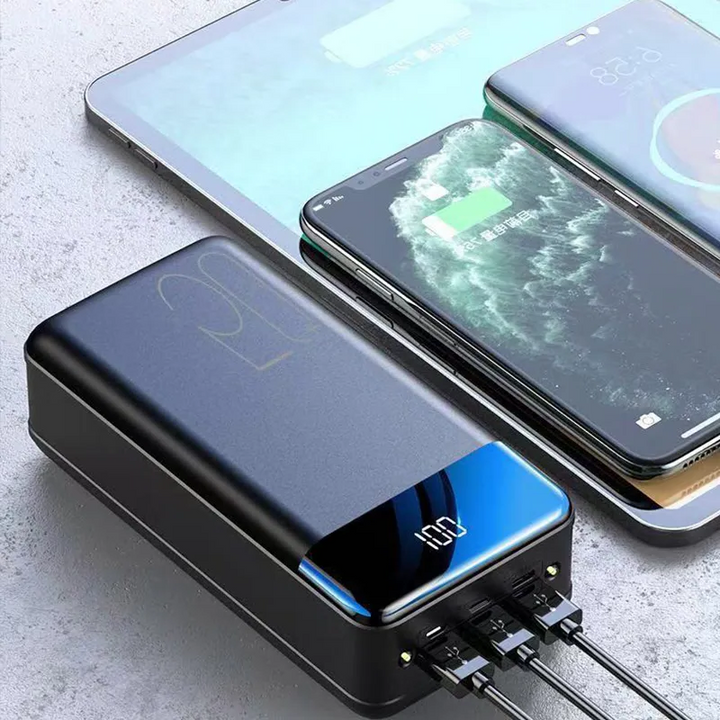 Batterie externe 100000mAh haute capacité. Recharge rapide, design compact, compatible avec plusieurs appareils. Idéale pour 