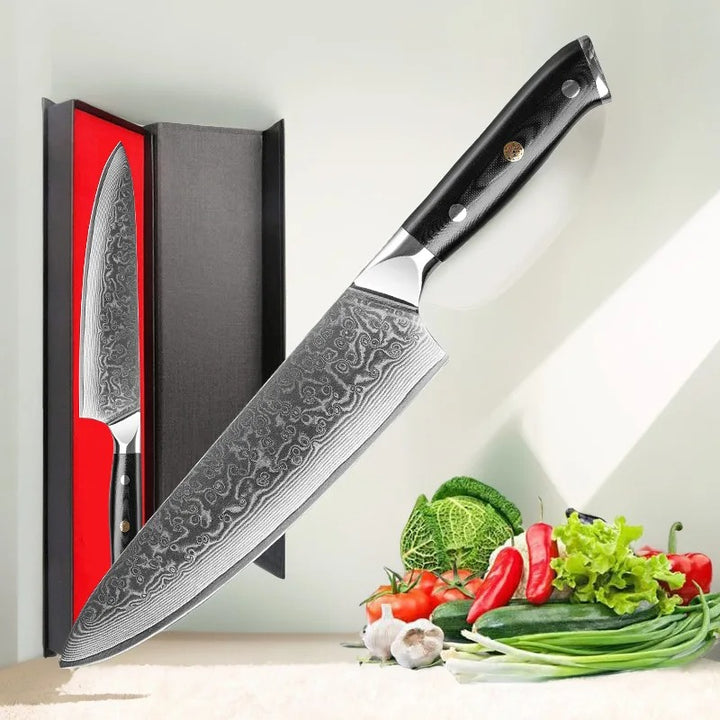 Couteau Chef Japonais Damas 8" - Précision & Élégance