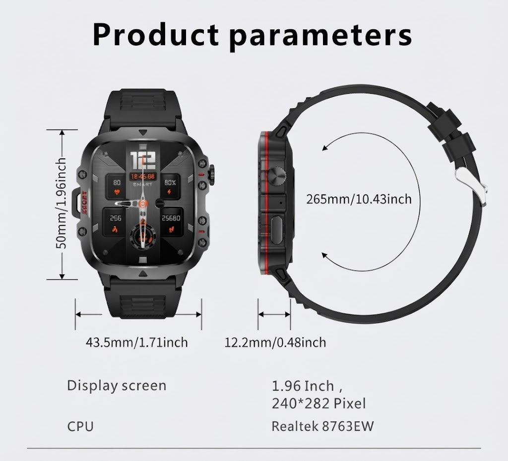 Montre connectée étanche, appels Bluetooth, assistant vocal, bien-être.