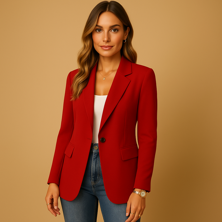 Blazer femme moderne et chic, parfait pour un style professionnel ou mode féminine décontractée.