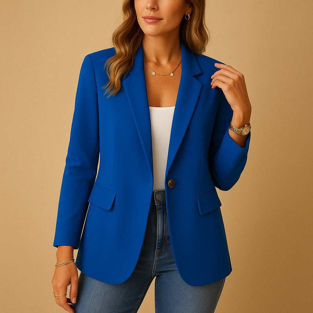 Blazer femme confortable et stylé, coupe cintrée. Idéal pour un look professionnel ou quotidien élégant.