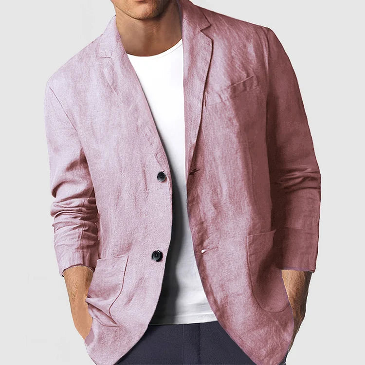 Blazer en lin léger et chic pour homme, coupe moderne. Parfait pour un style estival élégant et respirant.