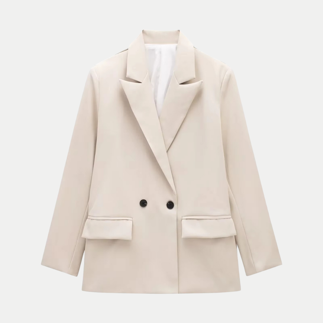 Veste blazer femme bleu croisée, style classique chic, un incontournable de la mode féminine versatile.
