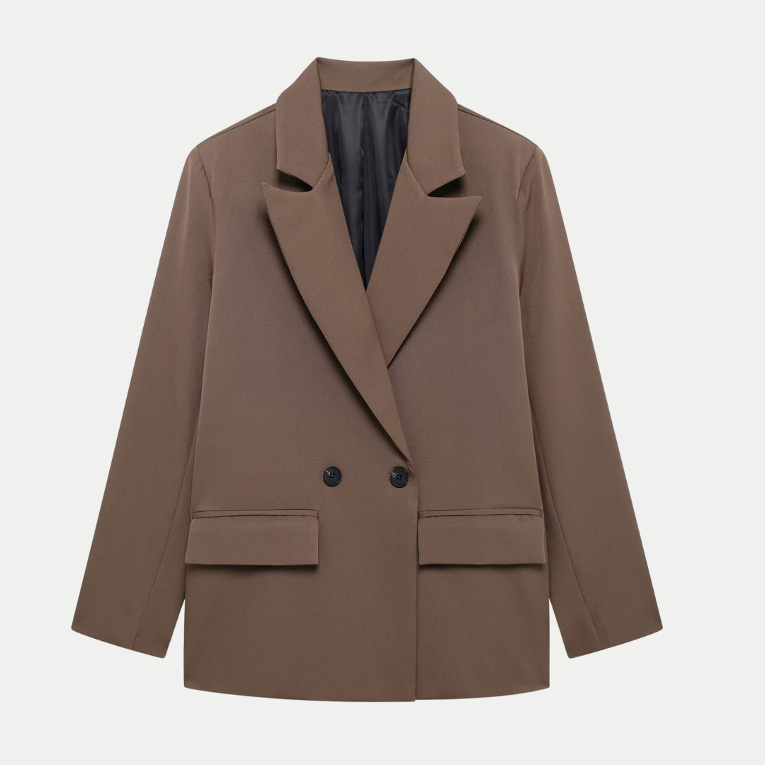 Veste femme croisée structurée, versatile, parfaite pour le bureau ou des sorties décontractées.