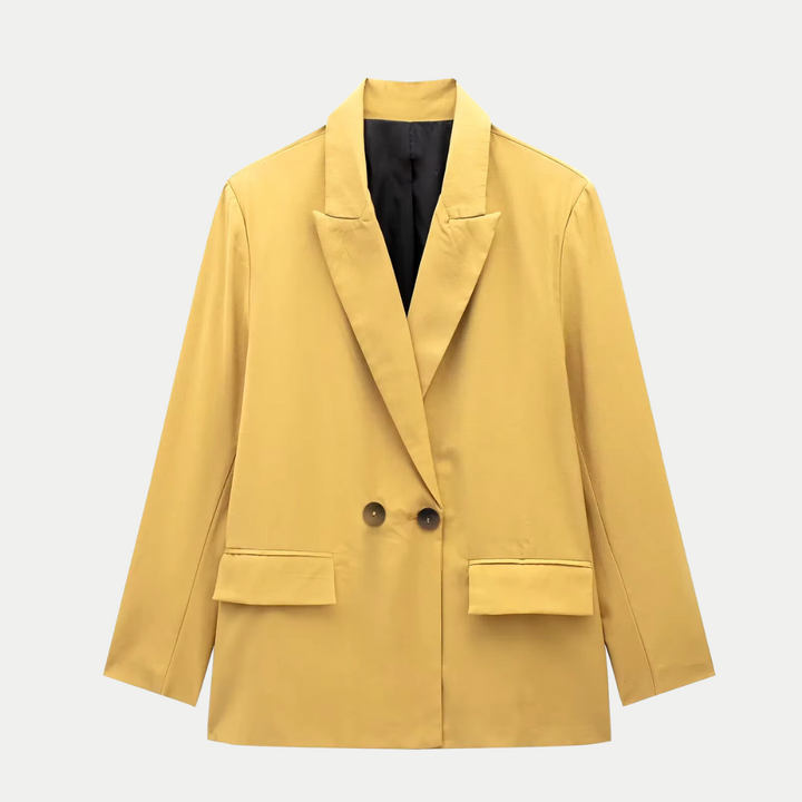 Blazer femme structuré croisé, coupe élégante, pour une silhouette moderne et professionnelle, très chic.