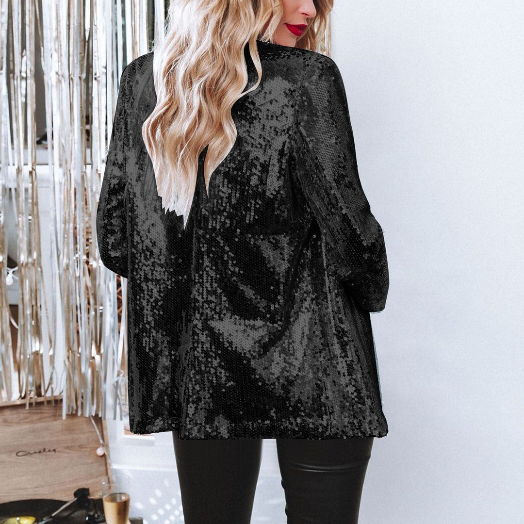 Blazer femme élégant à paillettes, parfait pour une veste de soirée chic et glamour. Brillance assurée.