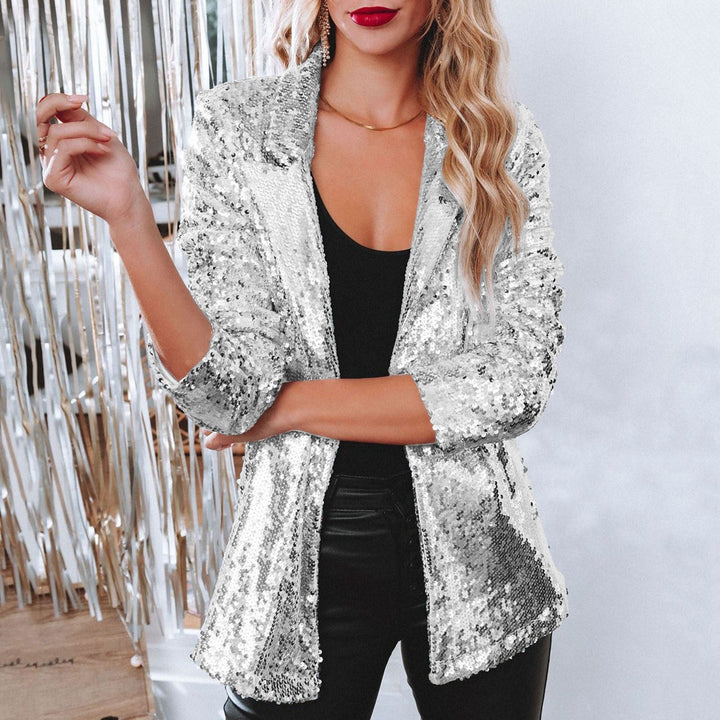 Blazer glamour à paillettes scintillantes pour femme, style festif élégant et moderne. Pour briller.