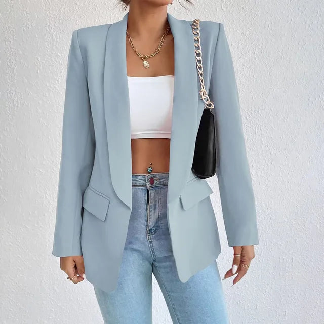 Blazer Fiona, femme, élégant, coupe raffinée, lignes épurées, polyvalent, confortable, bureau, événement formel.