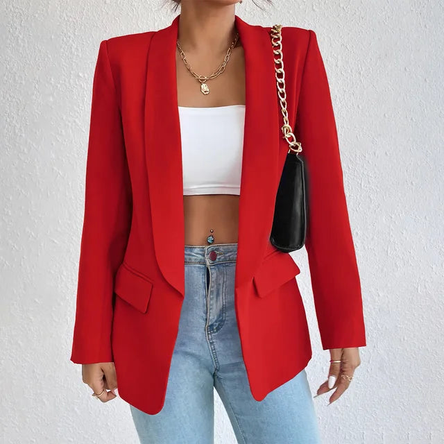 Blazer Fiona, femme, élégant, coupe raffinée, lignes épurées, polyvalent, confortable, bureau, événement formel.
