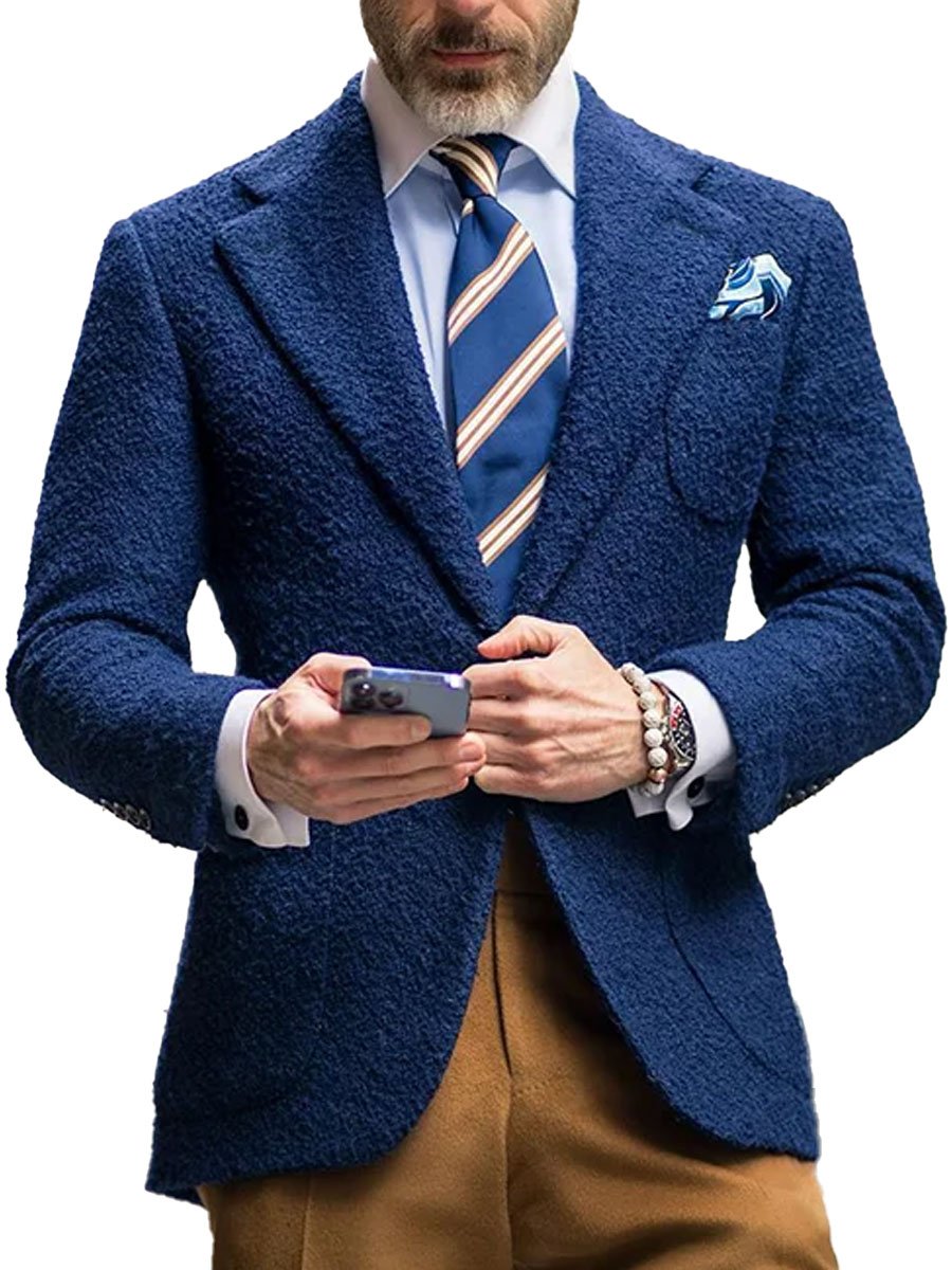 Blazer homme bleu, coupe ajustée, laine.  Elégant et confortable.