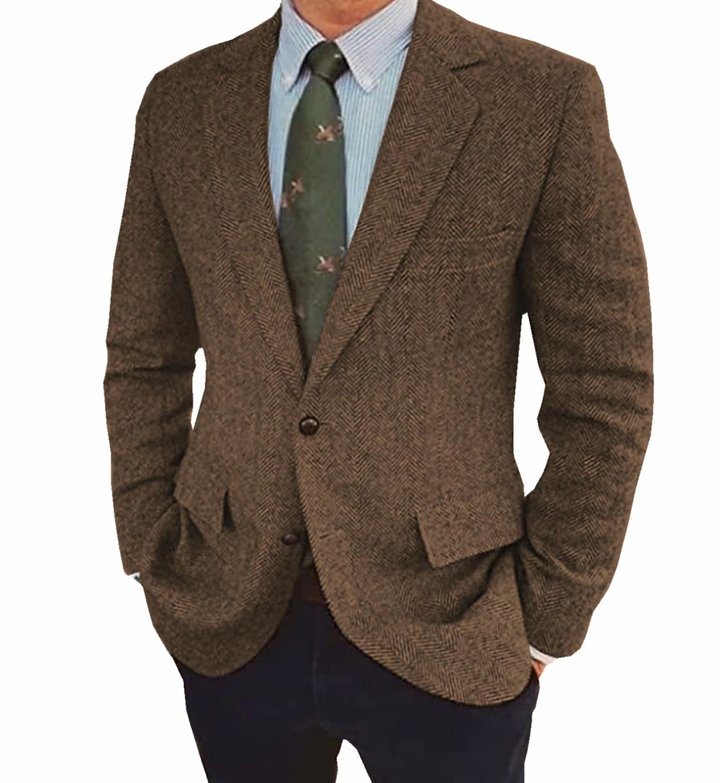 Blazer homme chevron élégant, coupe ajustée.  Tissu doux, motif classique.  Parfait pour occasions formelles ou décontractées