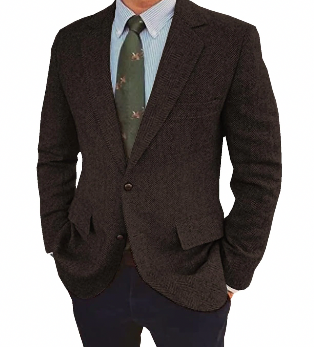 Blazer homme chevron élégant, coupe ajustée.  Tissu doux, motif classique.  Parfait pour occasions formelles ou décontractées