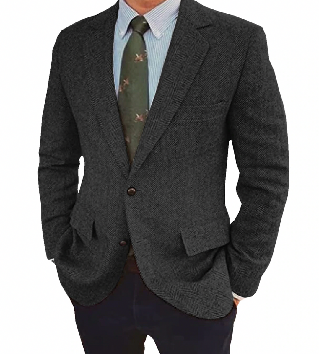 Blazer homme chevron élégant, coupe ajustée.  Tissu doux, motif classique.  Parfait pour occasions formelles ou décontractées