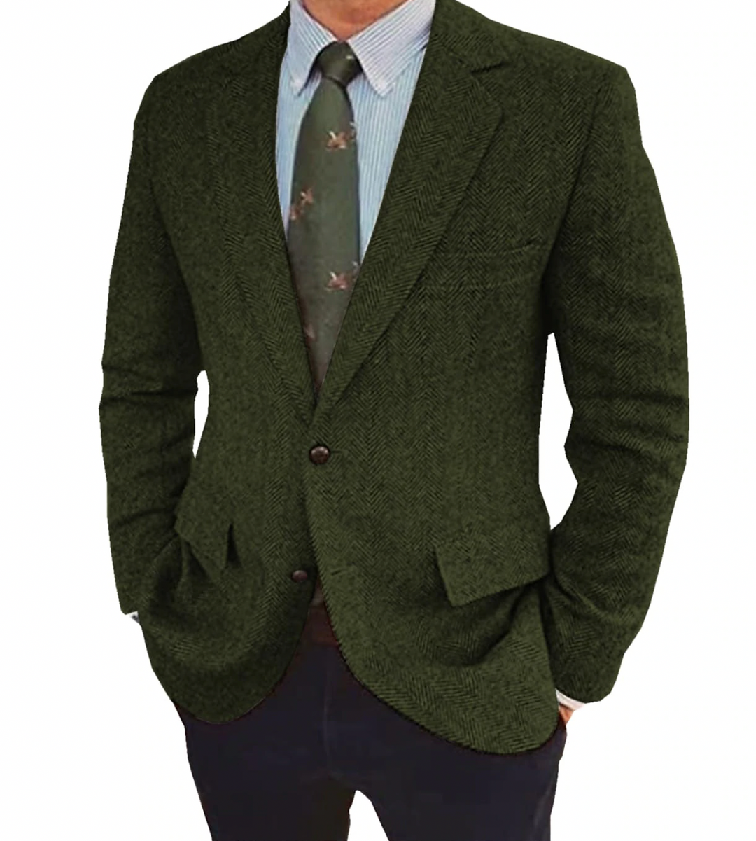 Blazer homme chevron élégant, coupe ajustée.  Tissu doux, motif classique.  Parfait pour occasions formelles ou décontractées