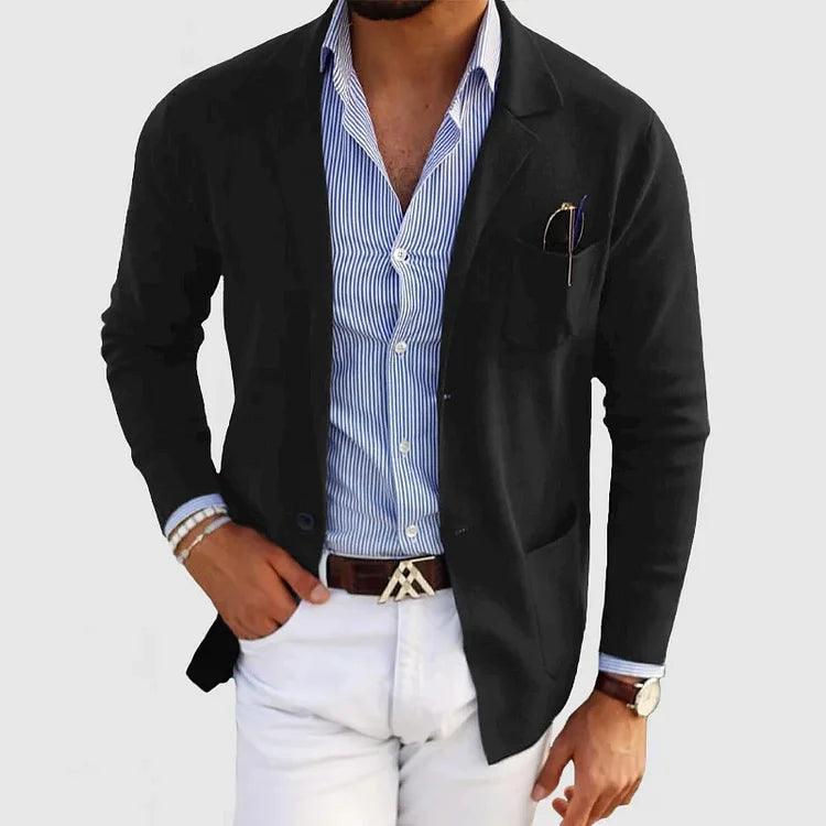 "Blazer homme classique raffiné manches longues vue face"