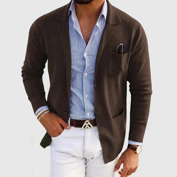 "Blazer homme classique raffiné manches longues vue face"