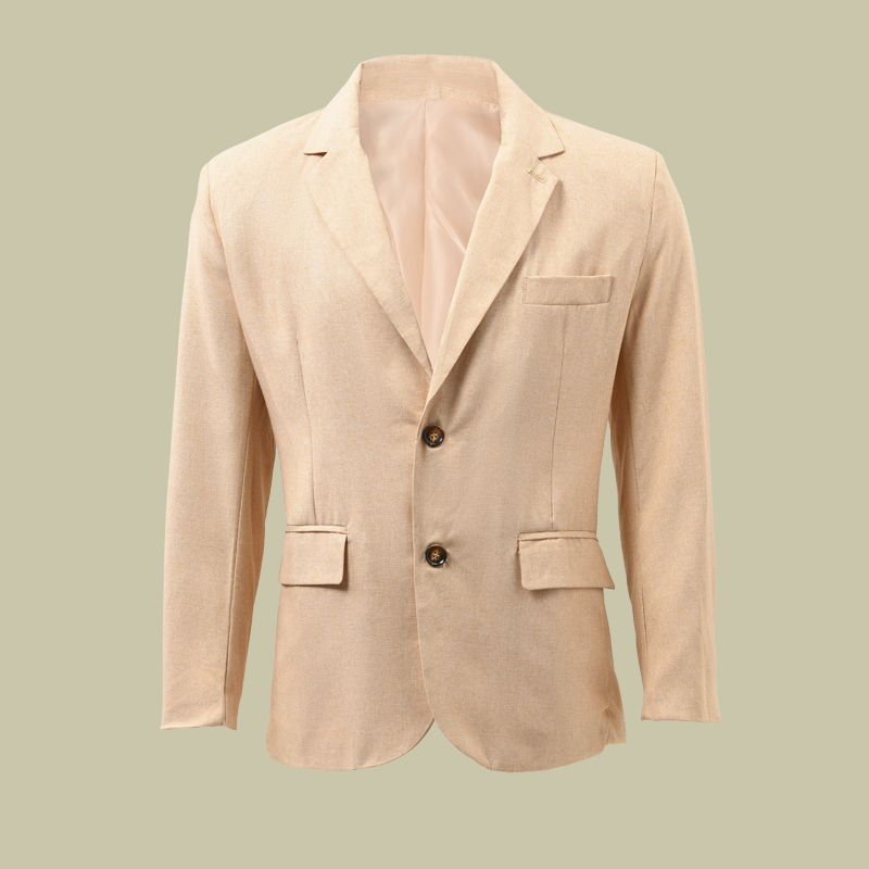 Blazer homme moderne, décontracté mais raffiné, avec deux boutons. Essentiel de la mode masculine polyvalente.