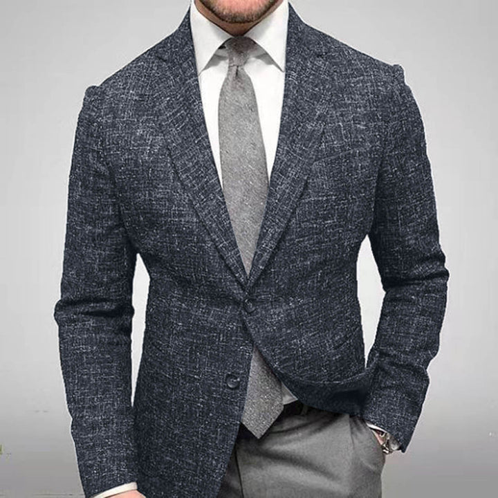 Blazer homme en lin bleu clair, parfait pour les tenues estivales élégantes et décontractées.