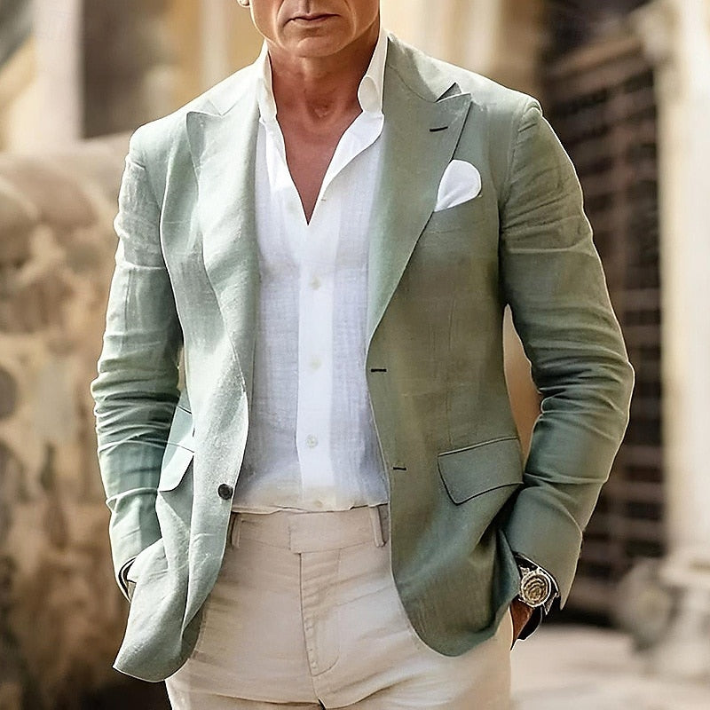 "Blazer homme moderne multi-couleur: vue avant, tissu léger et polyvalent pour un style élégant et confortable"