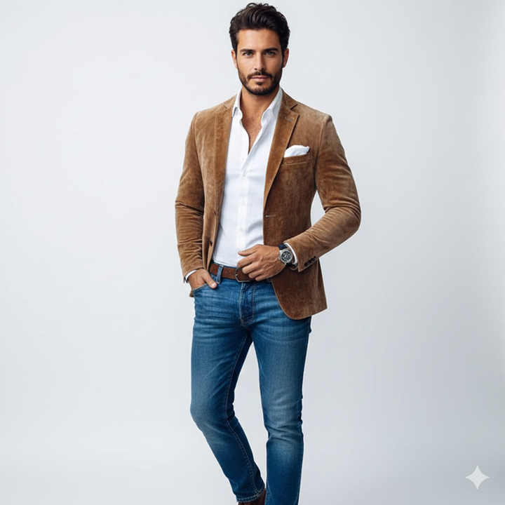 Veste blazer homme casual-chic slim fit, parfaite pour un style élégant et moderne au bureau ou en soirée.