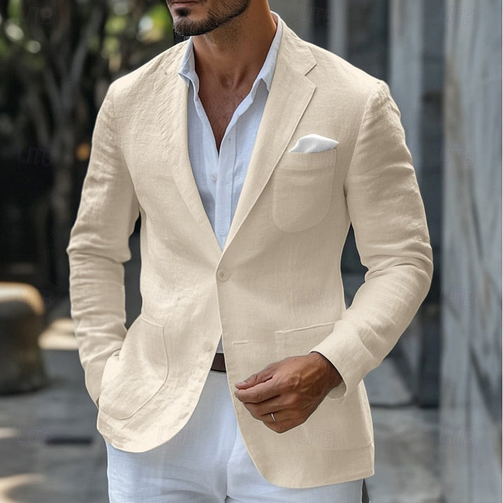 Blazer lin homme été, coupe élégante, tissu léger et respirant.  Parfait pour occasions estivales.